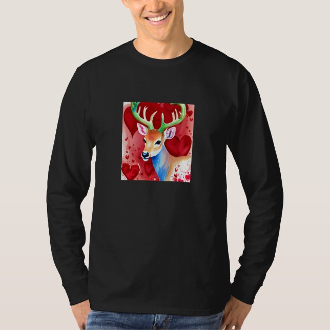 Valentine's Day Love Heart Cute Deer Girlfriend Fi T-Shirt (Vorderseite)