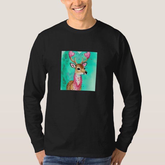 Valentine's Day Love Heart Cute Deer Girlfriend Fi T-Shirt (Vorderseite)