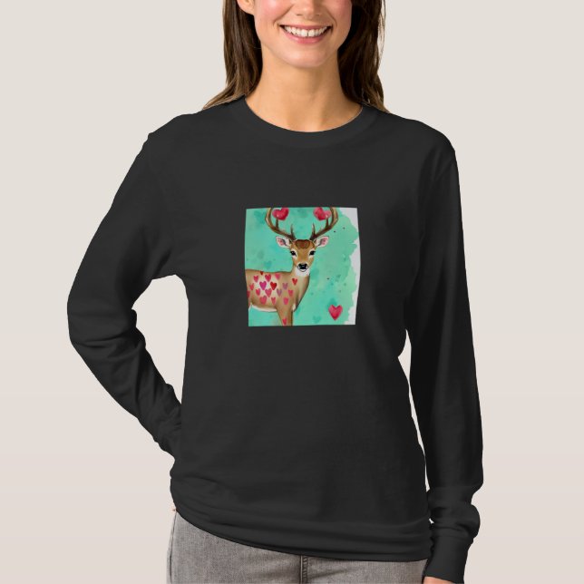 Valentine's Day Love Heart Cute Deer Girlfriend Fi T-Shirt (Vorderseite)