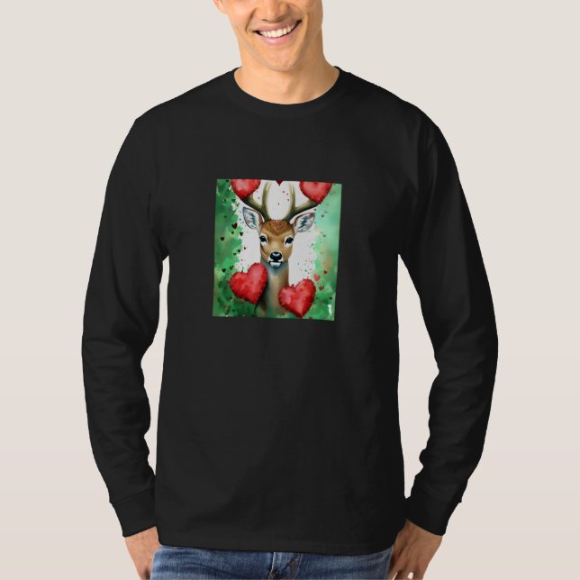 Valentine's Day Love Heart Cute Deer Girlfriend Fi T-Shirt (Vorderseite)
