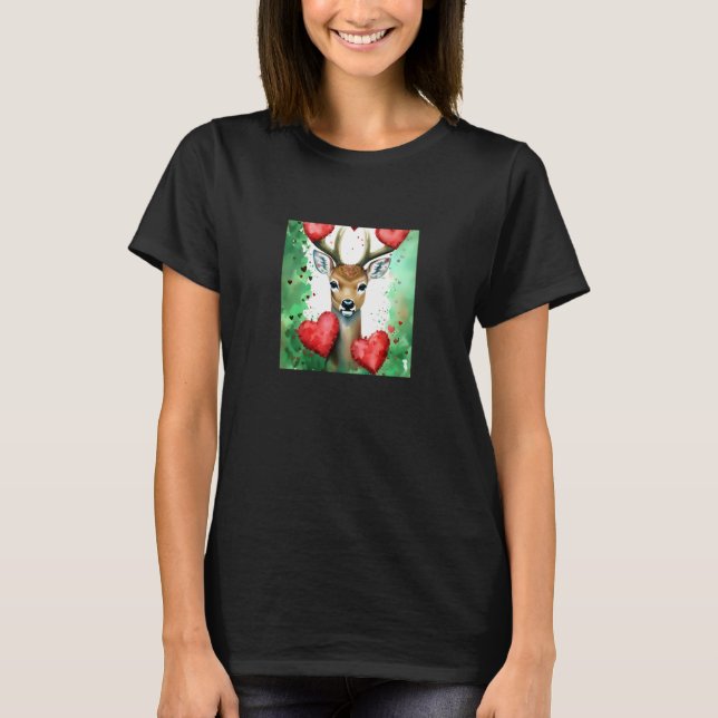 Valentine's Day Love Heart Cute Deer Girlfriend Fi T-Shirt (Vorderseite)