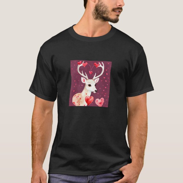 Valentine's Day Love Heart Cute Deer Girlfriend Fi T-Shirt (Vorderseite)