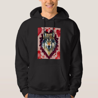 Valentine's Day Love Heart Cute Wolf Girlfriend Fi Hoodie