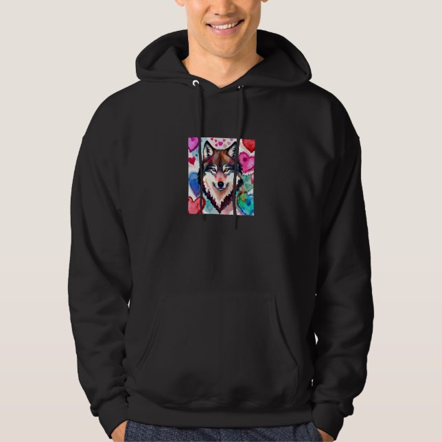Valentine's Day Love Heart Cute Wolf Girlfriend Fi Hoodie (Vorderseite)