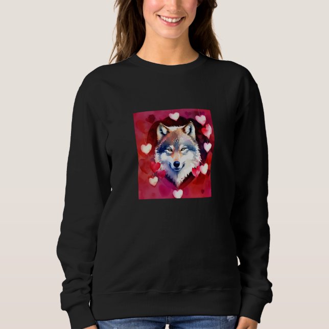 Valentine's Day Love Heart Cute Wolf Girlfriend Fi Sweatshirt (Vorderseite)