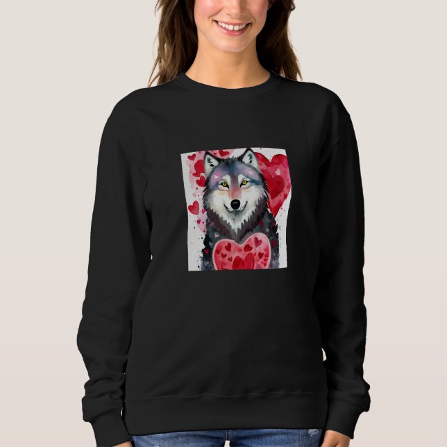 Valentine's Day Love Heart Cute Wolf Girlfriend Fi Sweatshirt (Vorderseite)
