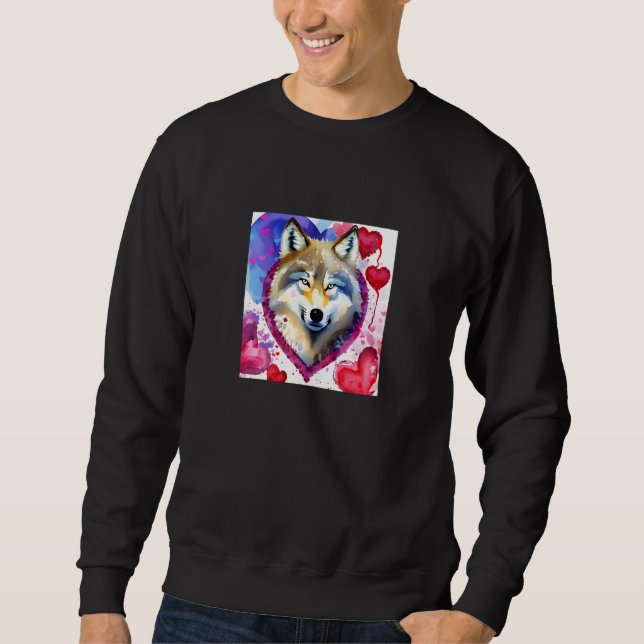 Valentine's Day Love Heart Cute Wolf Girlfriend Fi Sweatshirt (Vorderseite)