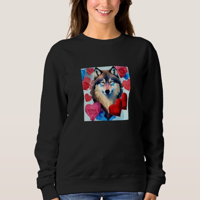 Valentine's Day Love Heart Cute Wolf Girlfriend Fi Sweatshirt (Vorderseite)