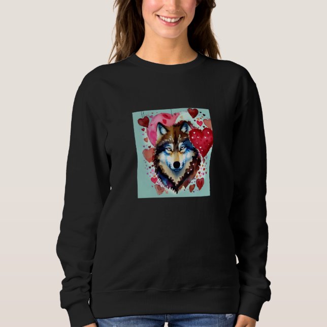Valentine's Day Love Heart Cute Wolf Girlfriend Fi Sweatshirt (Vorderseite)