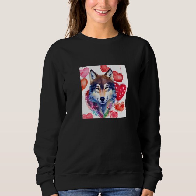 Valentine's Day Love Heart Cute Wolf Girlfriend Fi Sweatshirt (Vorderseite)