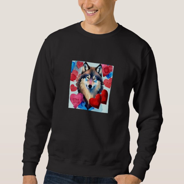Valentine's Day Love Heart Cute Wolf Girlfriend Fi Sweatshirt (Vorderseite)