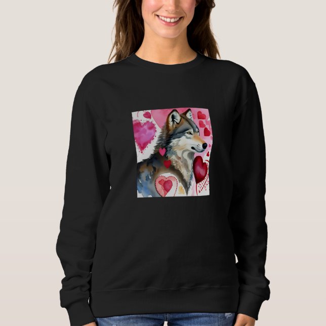 Valentine's Day Love Heart Cute Wolf Girlfriend Fi Sweatshirt (Vorderseite)