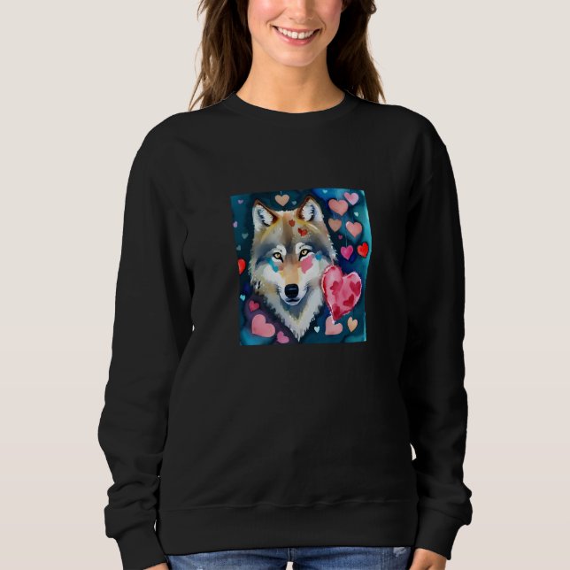 Valentine's Day Love Heart Cute Wolf Girlfriend Fi Sweatshirt (Vorderseite)