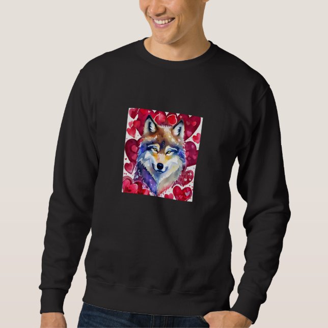 Valentine's Day Love Heart Cute Wolf Girlfriend Fi Sweatshirt (Vorderseite)