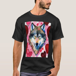 Valentine's Day Love Heart Cute Wolf Girlfriend Fi T-Shirt