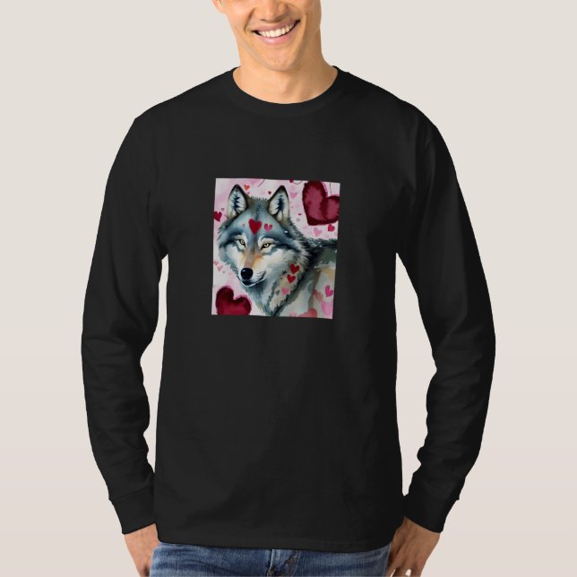 Valentine's Day Love Heart Cute Wolf Girlfriend Fi T-Shirt (Vorderseite)