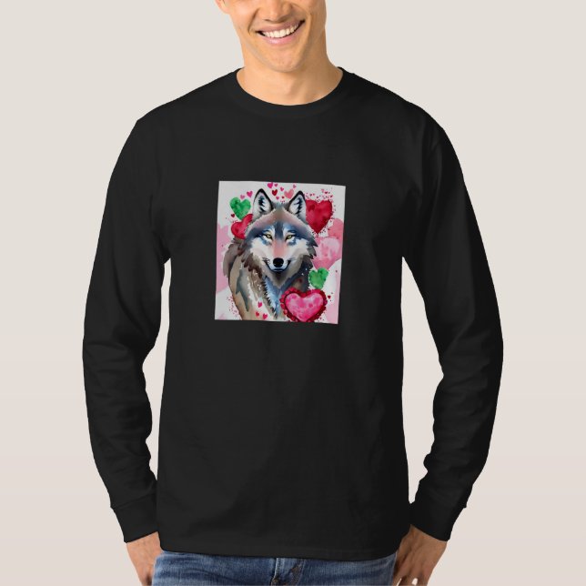 Valentine's Day Love Heart Cute Wolf Girlfriend Fi T-Shirt (Vorderseite)