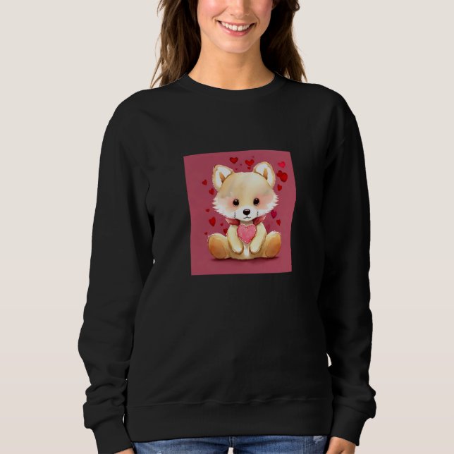 Valentine's Day Love Heart Fox Teddy Girlfriend Fi Sweatshirt (Vorderseite)