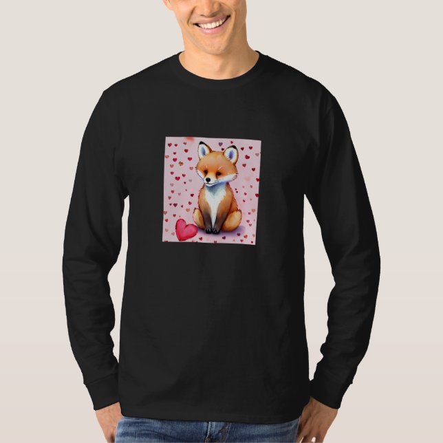 Valentine's Day Love Heart Fox Teddy Girlfriend Fi T-Shirt (Vorderseite)