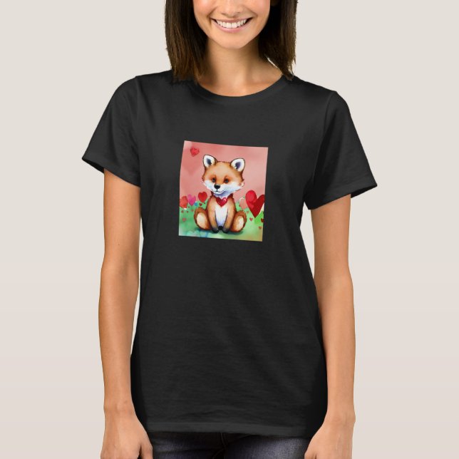 Valentine's Day Love Heart Fox Teddy Girlfriend Fi T-Shirt (Vorderseite)