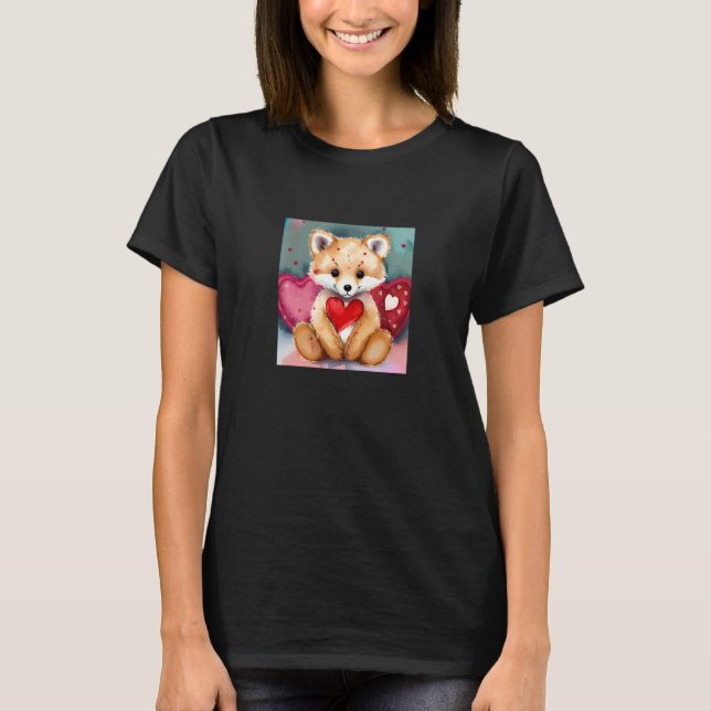 Valentine's Day Love Heart Fox Teddy Girlfriend Fi T-Shirt (Vorderseite)