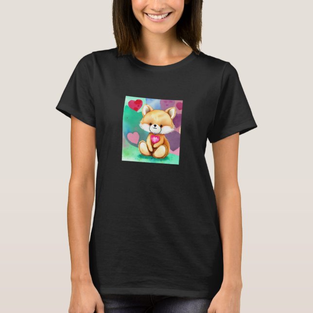 Valentine's Day Love Heart Fox Teddy Girlfriend Fi T-Shirt (Vorderseite)