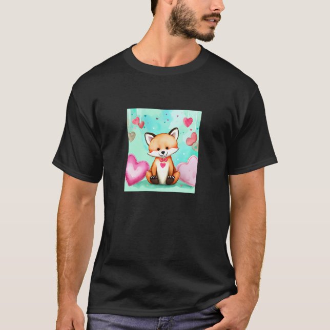 Valentine's Day Love Heart Fox Teddy Girlfriend Fi T-Shirt (Vorderseite)