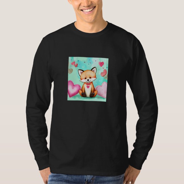 Valentine's Day Love Heart Fox Teddy Girlfriend Fi T-Shirt (Vorderseite)