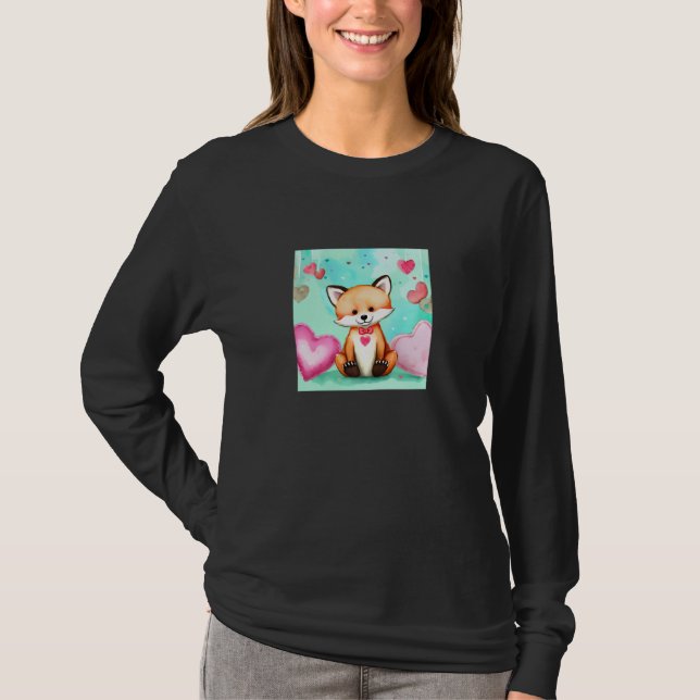 Valentine's Day Love Heart Fox Teddy Girlfriend Fi T-Shirt (Vorderseite)