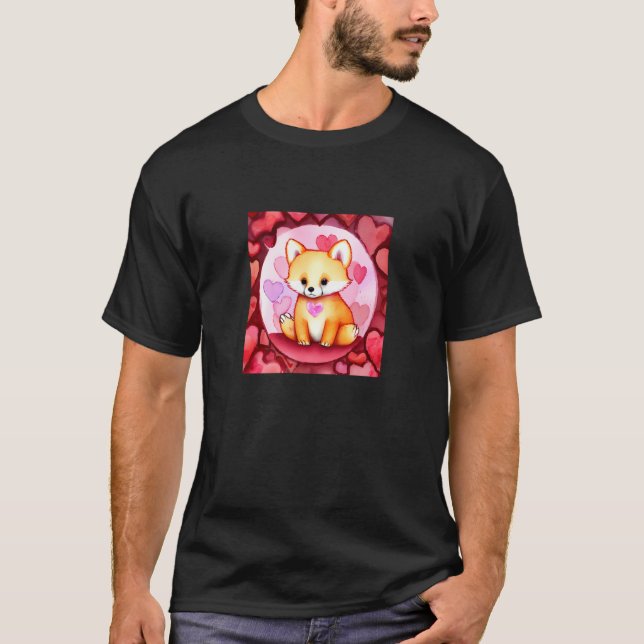 Valentine's Day Love Heart Fox Teddy Girlfriend Fi T-Shirt (Vorderseite)