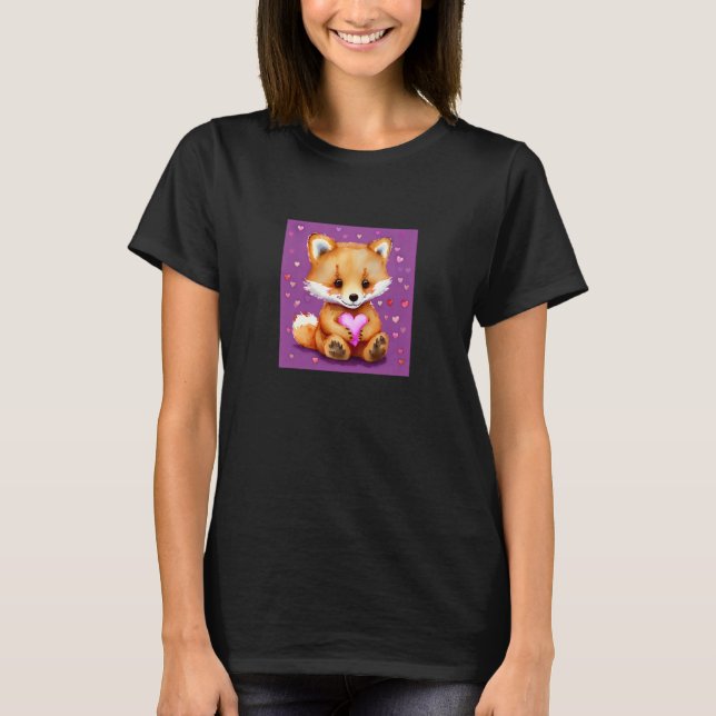 Valentine's Day Love Heart Fox Teddy Girlfriend Fi T-Shirt (Vorderseite)