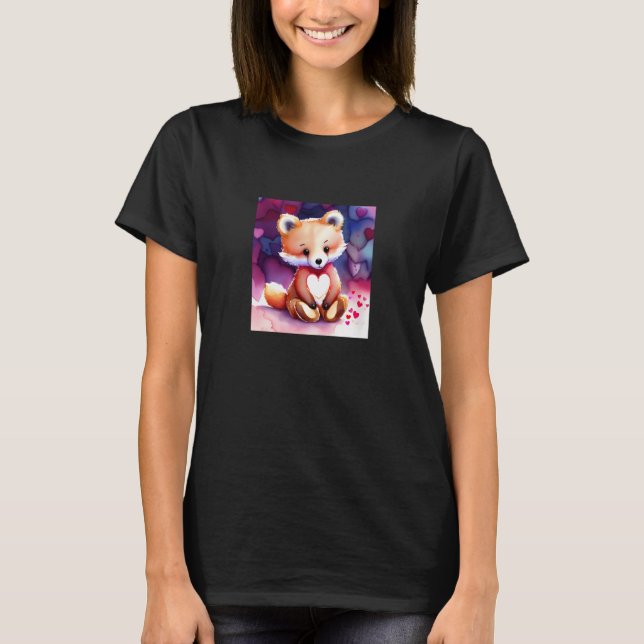 Valentine's Day Love Heart Fox Teddy Girlfriend Fi T-Shirt (Vorderseite)
