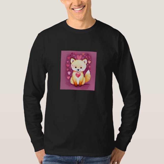 Valentine's Day Love Heart Fox Teddy Girlfriend Fi T-Shirt (Vorderseite)