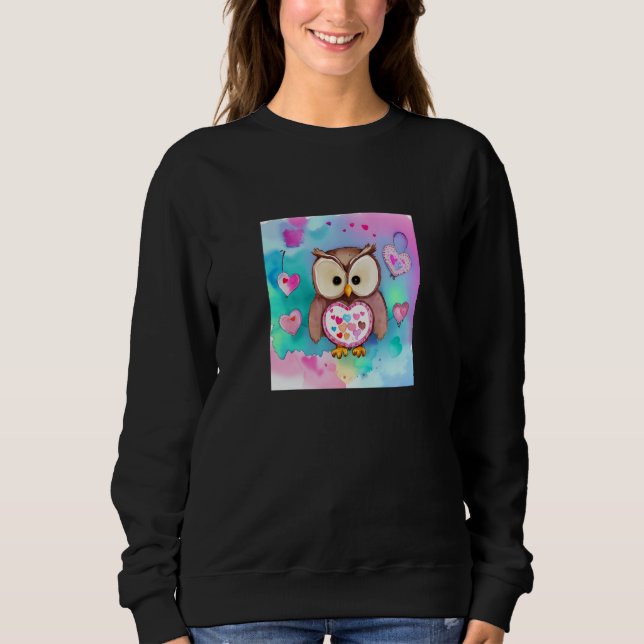 Valentine's Day Love Heart Owl Teddy Girlfriend Fi Sweatshirt (Vorderseite)