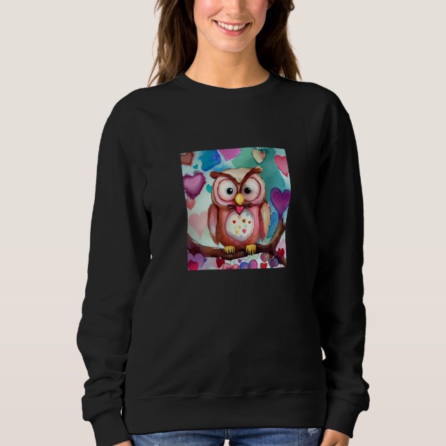 Valentine's Day Love Heart Owl Teddy Girlfriend Fi Sweatshirt (Vorderseite)