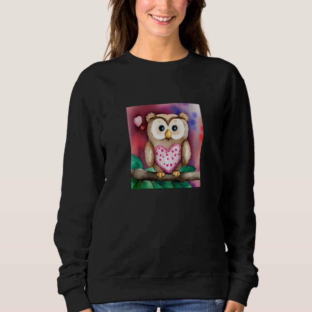 Valentine's Day Love Heart Owl Teddy Girlfriend Fi Sweatshirt (Vorderseite)