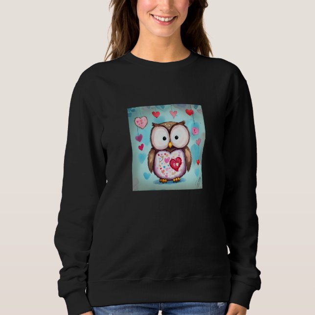 Valentine's Day Love Heart Owl Teddy Girlfriend Fi Sweatshirt (Vorderseite)