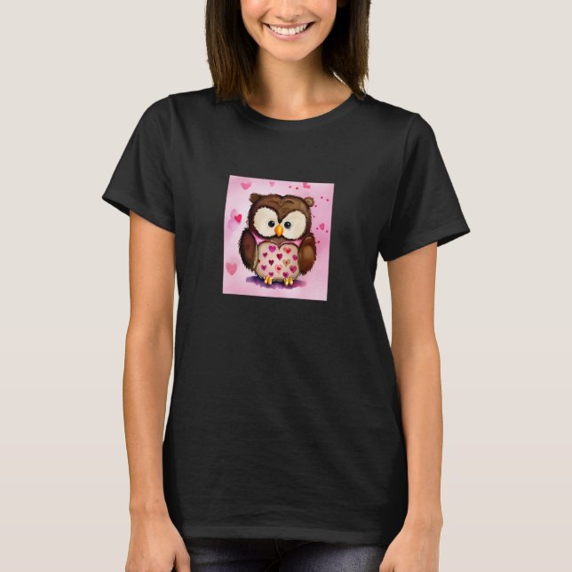 Valentine's Day Love Heart Owl Teddy Girlfriend Fi T-Shirt (Vorderseite)