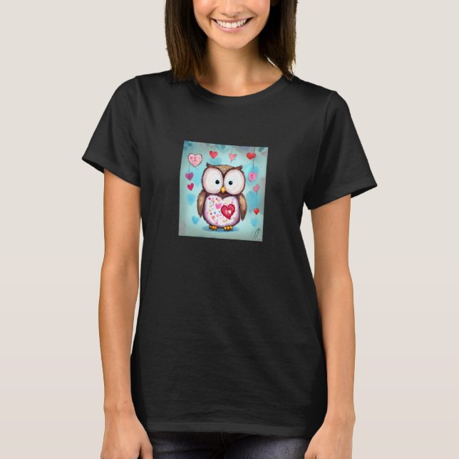 Valentine's Day Love Heart Owl Teddy Girlfriend Fi T-Shirt (Vorderseite)