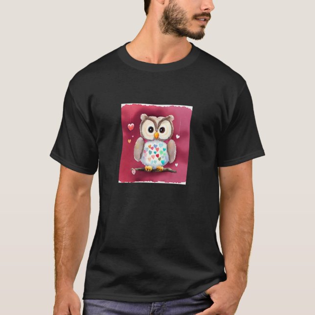 Valentine's Day Love Heart Owl Teddy Girlfriend Fi T-Shirt (Vorderseite)