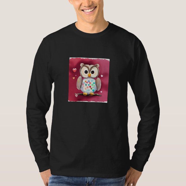 Valentine's Day Love Heart Owl Teddy Girlfriend Fi T-Shirt (Vorderseite)