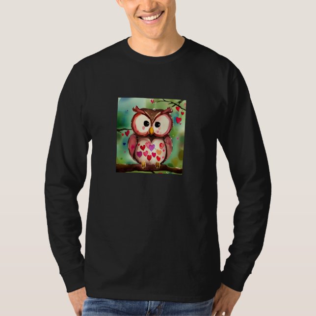 Valentine's Day Love Heart Owl Teddy Girlfriend Fi T-Shirt (Vorderseite)