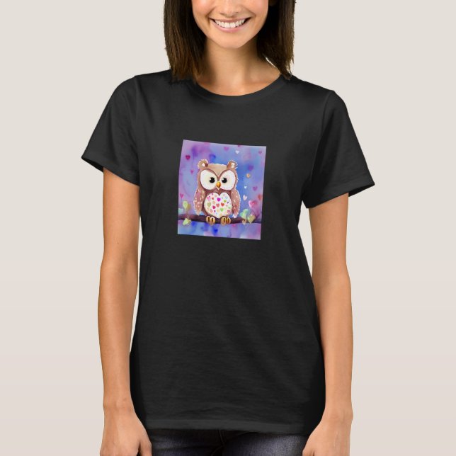 Valentine's Day Love Heart Owl Teddy Girlfriend Fi T-Shirt (Vorderseite)