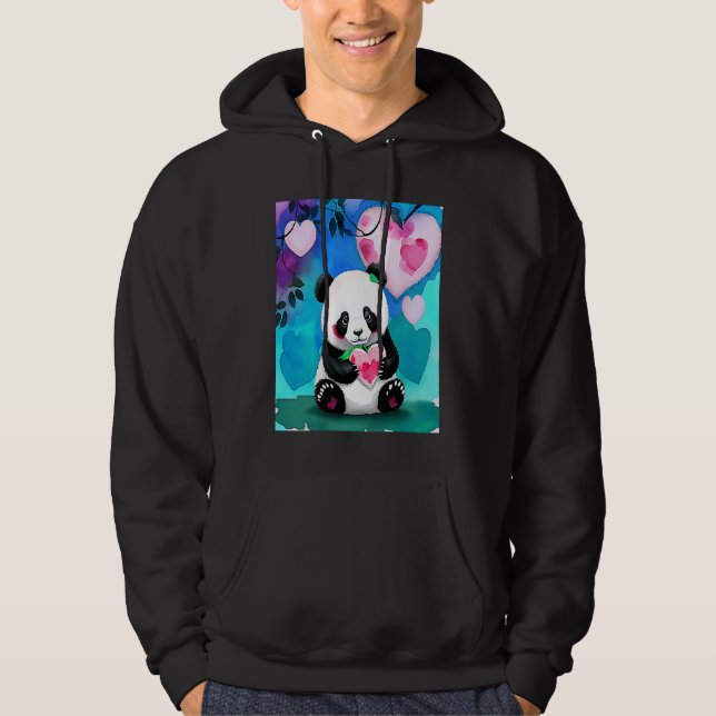 Valentine's Day Love Heart Panda Girlfriend Fiancé Hoodie (Vorderseite)