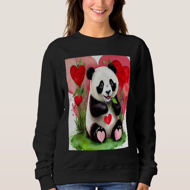 Valentine's Day Love Heart Panda Girlfriend Fiancé Sweatshirt (Vorderseite)