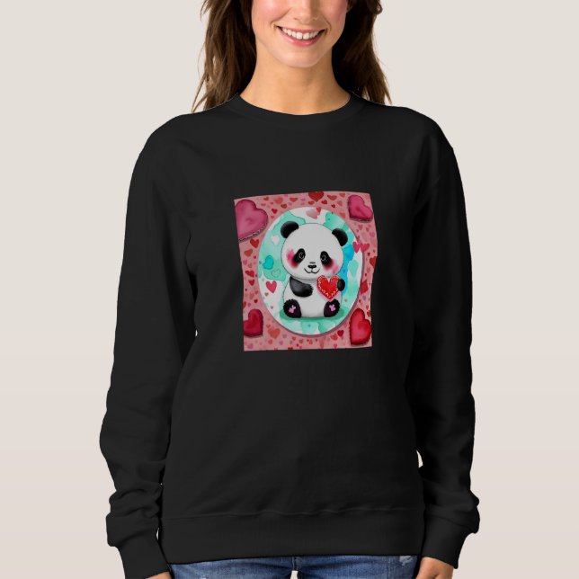 Valentine's Day Love Heart Panda Girlfriend Fiancé Sweatshirt (Vorderseite)
