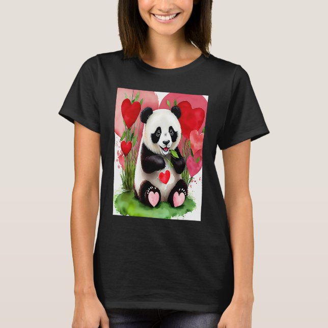 Valentine's Day Love Heart Panda Girlfriend Fiancé T-Shirt (Vorderseite)