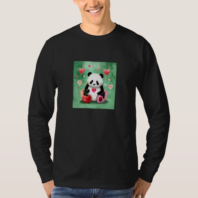 Valentine's Day Love Heart Panda Girlfriend Fiancé T-Shirt (Vorderseite)