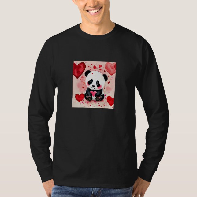 Valentine's Day Love Heart Panda Girlfriend Fiancé T-Shirt (Vorderseite)