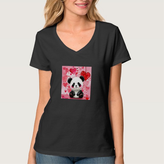 Valentine's Day Love Heart Panda Girlfriend Fiancé T-Shirt (Vorderseite)